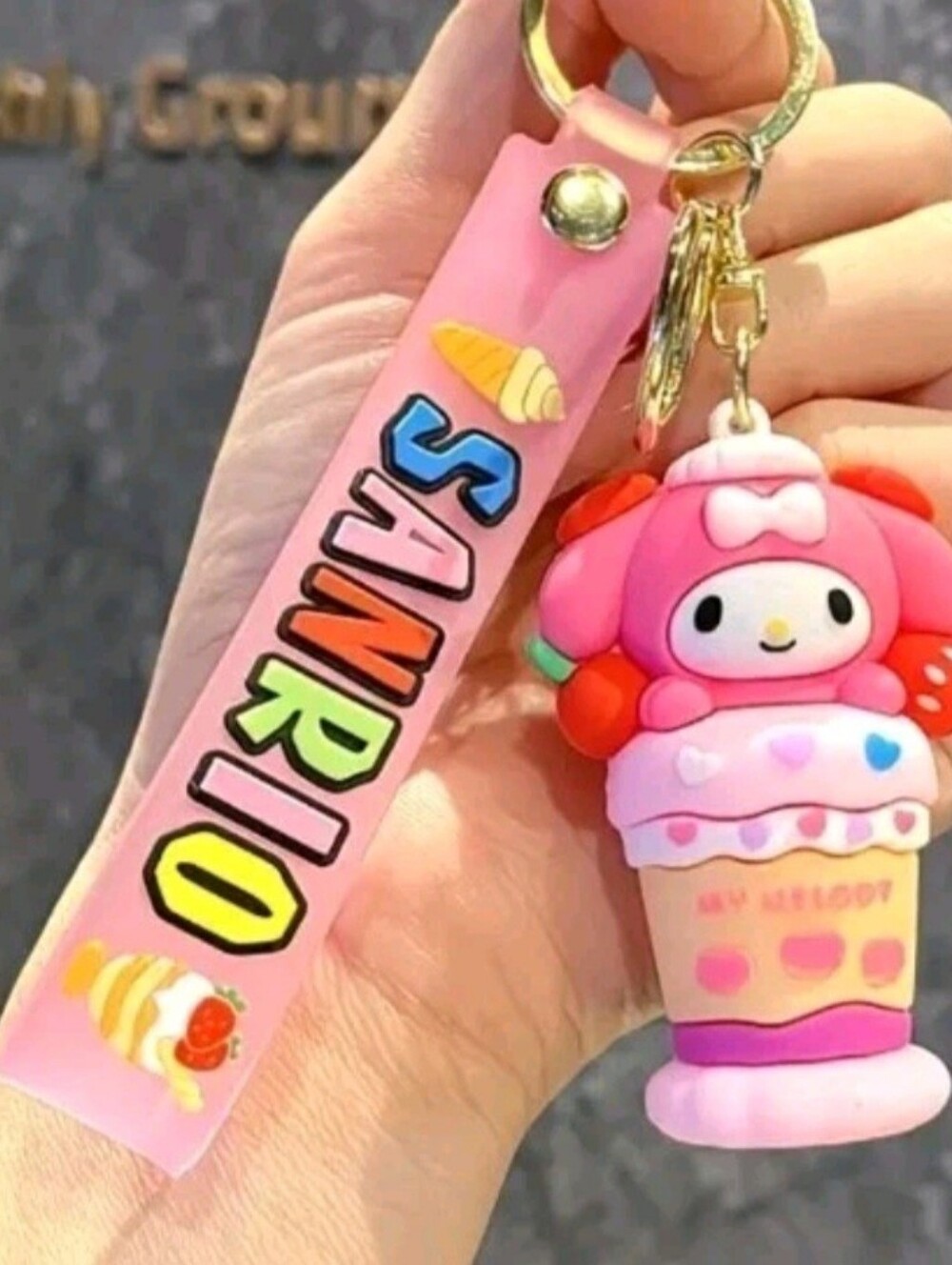 My Melody Ice Cream Cup Keychain Bag Charm Keyring Anime Hello Kitty and Friends - Picture 2 of 3